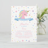 Einhorn-Geburtstagsfeier Einladung (Stehend Vorderseite)
