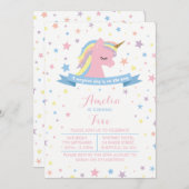 Einhorn-Geburtstagsfeier Einladung (Vorne/Hinten)