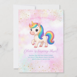 Einhorn-Geburtstagsfeier-Einladung mit Regenbogen Einladung