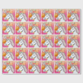 Einhorn Geburtstagsfeier Geschenkpapier (Flach)