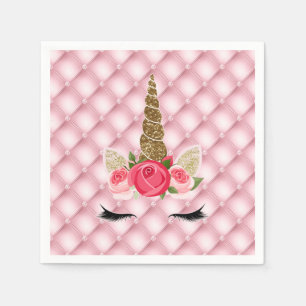Einhorn-Geburtstagsfeier mit goldenem Glitter und Serviette