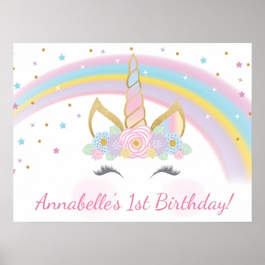 Einhorn-Geburtstagsfeier-Poster-Hintergrund Poster (Vorne)