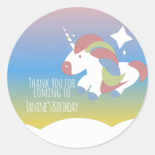 Einhorn Geburtstagsfeier Wolken Farbverlauf  Runder Aufkleber