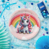 Einhorn-Geburtstagsgeschenke , Regenbogen, Rosa Pappteller (Party)