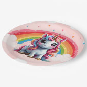Einhorn-Geburtstagsgeschenke , Regenbogen, Rosa Pappteller (Schrägansicht)