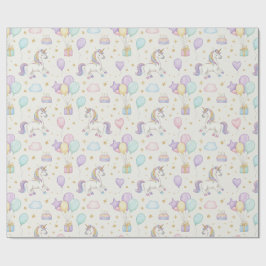 Einhorn-Geburtstagsmagie – Pastell-Fantasie-Feier Geschenkpapier