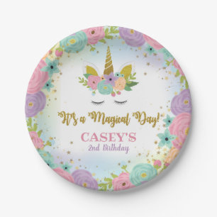 Einhorn-Geburtstagsparteienpapierplatte Pappteller