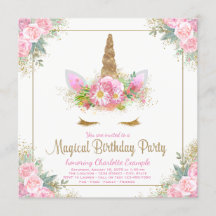 Einhorn Geburtstagsparty Einladung Einhorn Gesicht