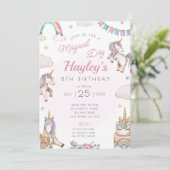 Einhorn Geburtstagsparty Einladung Magischen Tag (Stehend Vorderseite)