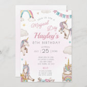 Einhorn Geburtstagsparty Einladung Magischen Tag (Vorne/Hinten)