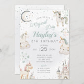 Einhorn Geburtstagsparty Einladung Magischen Tag (Vorne/Hinten)