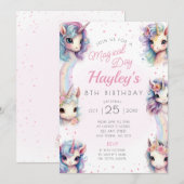 Einhorn Geburtstagsparty Einladung Magischen Tag (Vorne/Hinten)