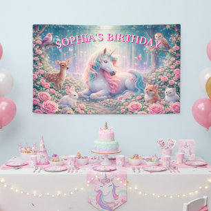 Einhorn Geburtstagsrosen Magisches Pastell Banner