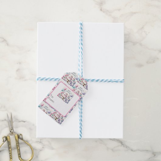 Einhorn Geburtstagsthema Geschenkanhänger (Mit Garn)