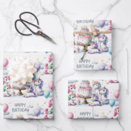 Einhorn Geburtstagsthema Geschenkpapier Set