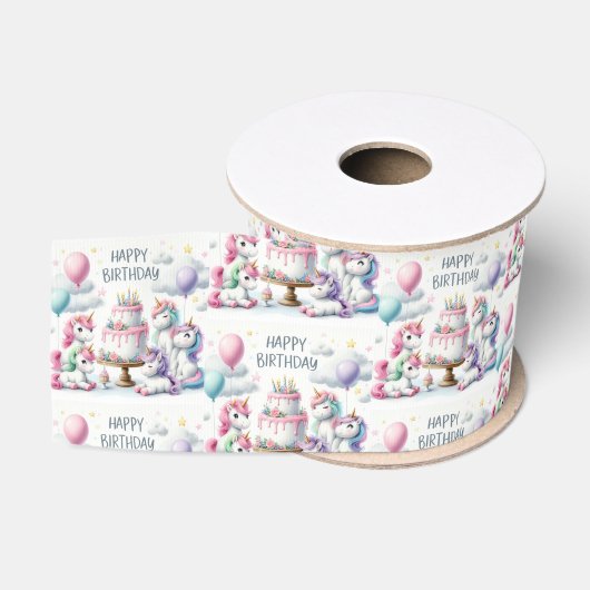Einhorn Geburtstagsthema Ripsband (Spule)