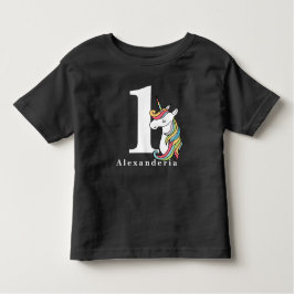 Einhorn Geburtstagszeit und Name,1 Jahr alt, Kinde Kleinkind T-shirt