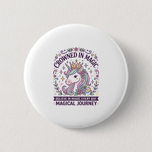 Einhorn gekrönt in magischer fetter Typografie Gra Button (Vorderseite)