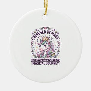 Einhorn gekrönt in magischer fetter Typografie Gra Keramik Ornament
