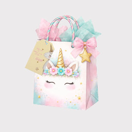 Einhorn Gelb & Rosa Mädchen Geburtstagsfeier  Geschenkanhänger