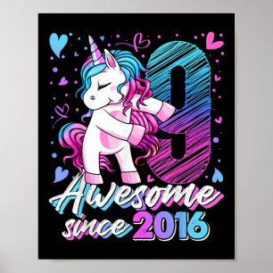Einhorn-Geschenke für 9-jährige Mädchen zum 9. Geb Poster