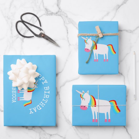 Einhorn Geschenkpapier Set (Vorderseite)