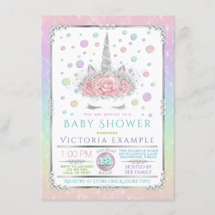 Einhorn-Gesicht Regenbogen-Perle-Baby-Shower-Einla Einladung