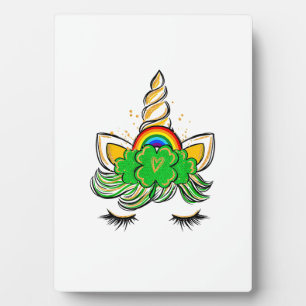 Einhorn Gesicht St. Patrick's Day Irisch Mädchen K Fotoplatte