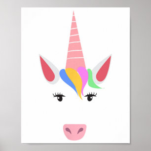 Einhorn-Gesichtsaugen Halloween-Kostüm mit Haar Poster