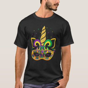 Einhorn-Gesichtsmaske Mardi Gras-Perlen-Party Mädc T-Shirt