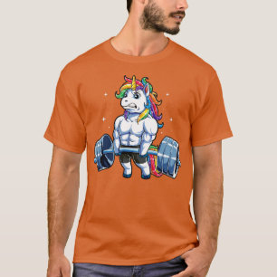 Einhorn-Gewichtheben Fitnessstudio Deadlift Regenb T-Shirt