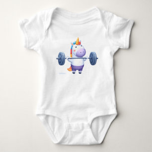Einhorn-Gewichtheben – Lustiges starkes Einhorn fü Baby Strampler