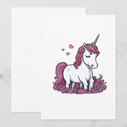 Einhorn gezeichnet einladung (Vorne/Hinten)