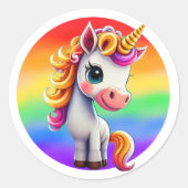 Einhorn 🌈 🦄 Girly Animal, farbenfrohe Regenbogen Runder Aufkleber (Vorderseite)