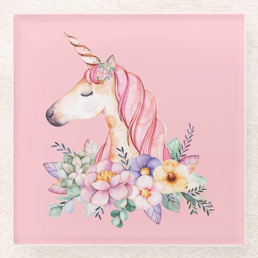 Einhorn Glasuntersetzer (Vorderseite)