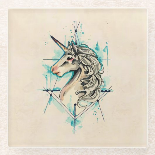 Einhorn Glasuntersetzer (Vorderseite)