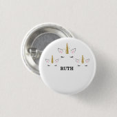 Einhorn-Glitter-Design mit individuellem Namen – M Button (Vorne & Hinten)