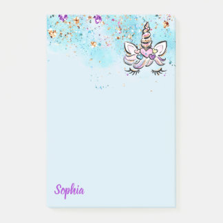 Einhorn Glitzer Face Pink und Lila Magische Girls Post-it Klebezettel