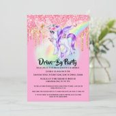 Einhorn-Glitzer-Feen Rosa lila Regenbogenmädchen Einladung (Stehend Vorderseite)