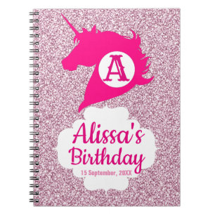 Einhorn Glitzer Monogramm Name Notizbuch Notizblock