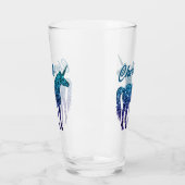 Einhorn Glitzern Aqua Blue Obre Individuelle Name Glas (Links)