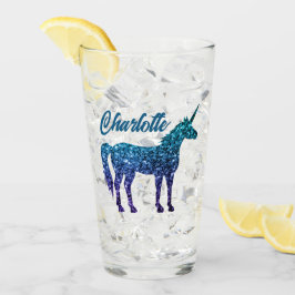 Einhorn Glitzern Aqua Blue Obre Individuelle Name Glas