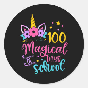 Einhorn glücklich 100. Tag 100 magische Tage der S Runder Aufkleber