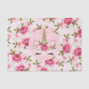 Einhorn Gold Rosa Florale Rosen Süß Trendig Seidenpapier