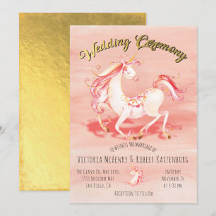 Einhorn-Goldmedaille Hochzeitsfeier Einladung