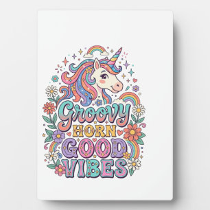 Einhorn Groovy Horn Gute Vibes Charmante POD Kunst Fotoplatte