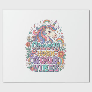 Einhorn Groovy Horn Gute Vibes Charmante POD Kunst Geschenkpapier