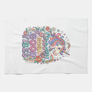 Einhorn Groovy Horn Gute Vibes Charmante POD Kunst Geschirrtuch