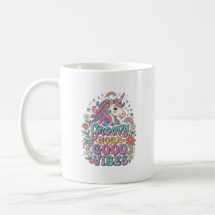 Einhorn Groovy Horn Gute Vibes Charmante POD Kunst Kaffeetasse
