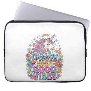 Einhorn Groovy Horn Gute Vibes Charmante POD Kunst Laptopschutzhülle